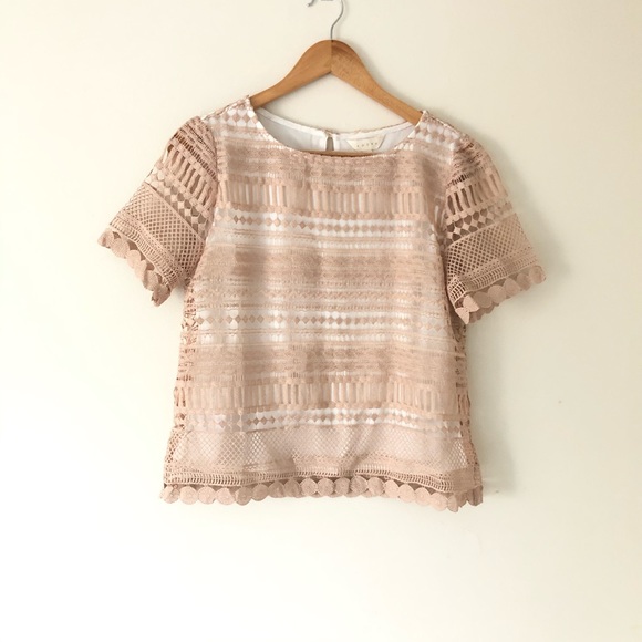 Adiva Tops - Adiva Crochet Short Sleeve Top